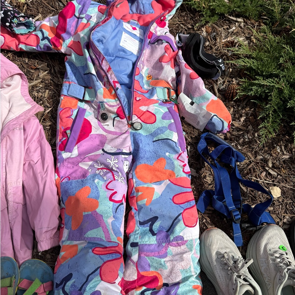 Obermeyer Girls Multi-Color Floral Snowsuit - Purple, Pink, Orange, Blue